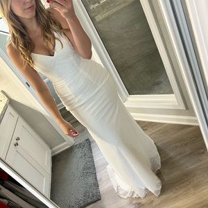 💙Beginning of Forever White Glitter Lace Up Maxi Dress